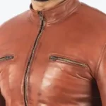 Andrew Men’s Vintage Brown Leather Jacket Collar
