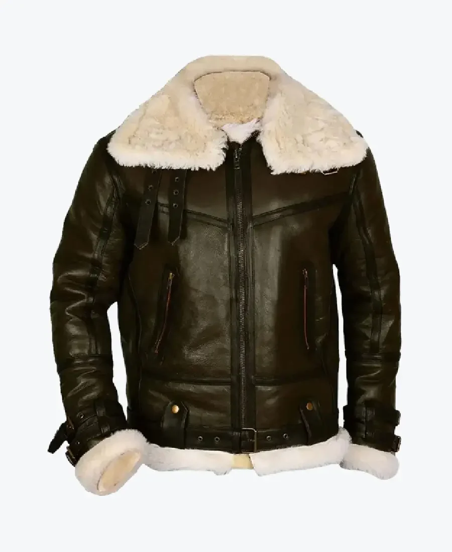 Army B-3 Shearling Brown Leather Aviator Jacket Rare Jacket