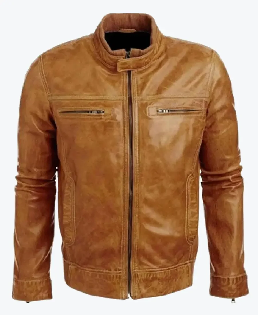 Arrow Colin Donnell Tan Brown Leather Jacket Fronts