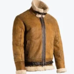 Brad Men’s Brown B-3 Aviator Bomber Leather Jacket Collar Rare Jacket