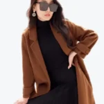 Brwon Lapel Neck Long Coat - Rare Jackets