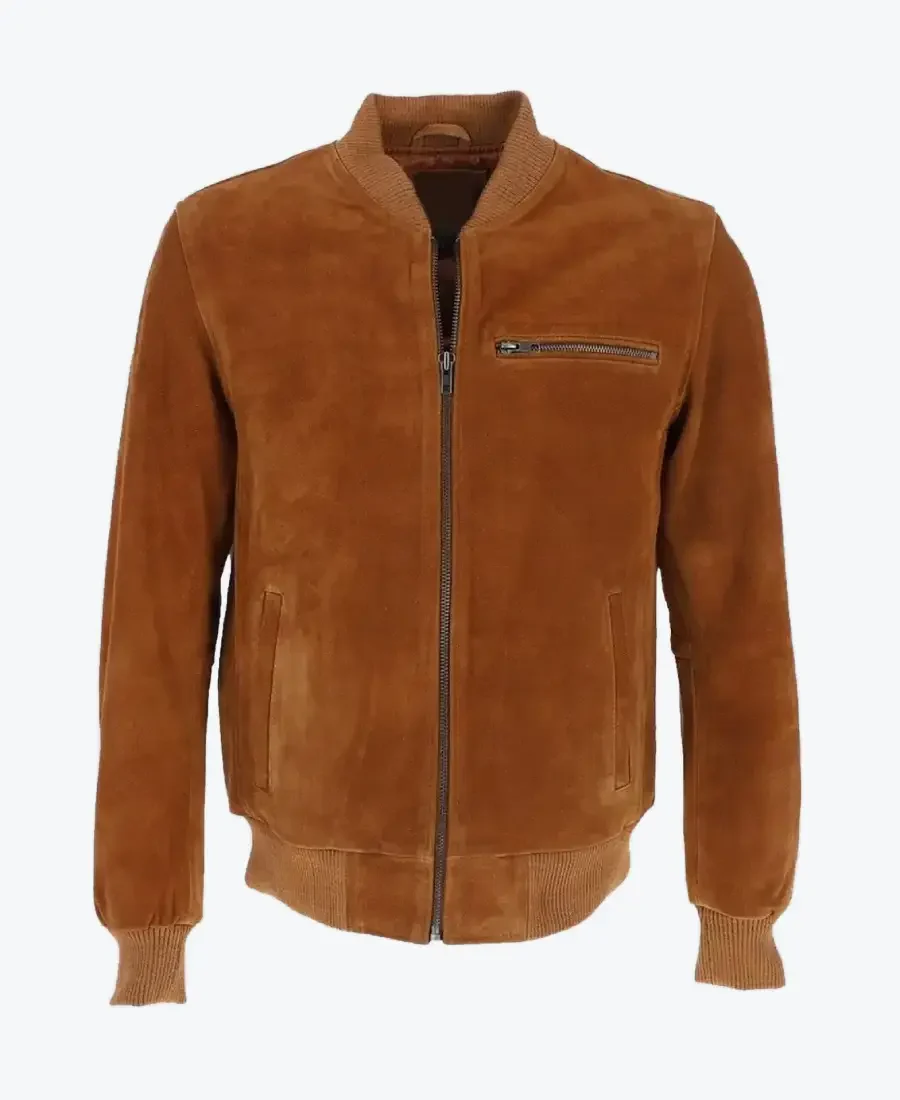 Ethan Mens Brown Suede Bomber Jacket - Rare Jackets