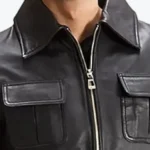 Jack Men’s Black M-65 Field Leather Jacket Collar Rare Jacket