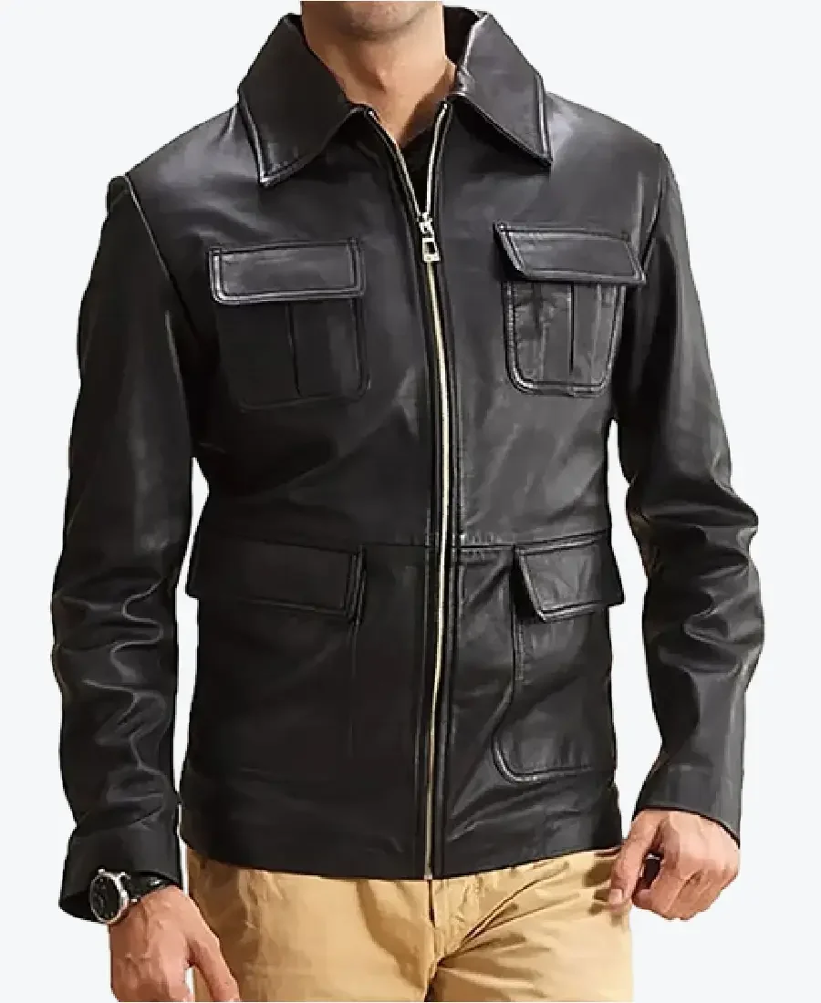 Jack Men’s Black M-65 Field Leather Jacket Rare Jacket