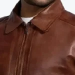 John Wick Keanu Reeves Brown Leather Jacket Collar