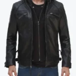 Johnson Mens Hooded Black Leather Jackets