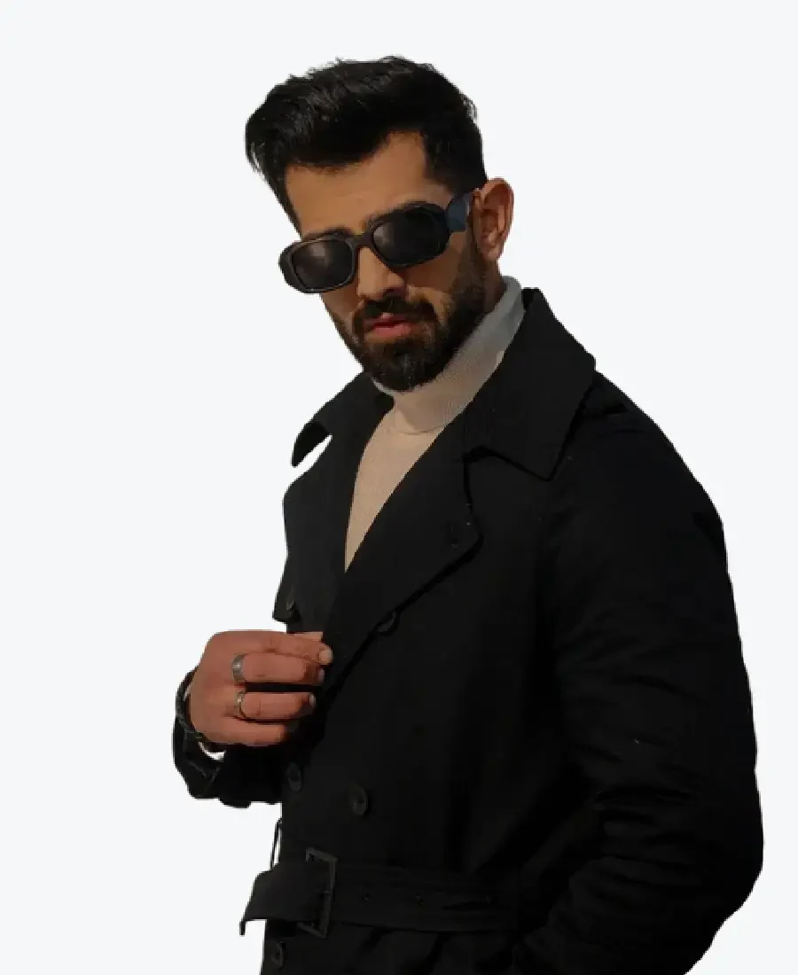 Kale Men's Black Trench Coat Side - Rare Jackets