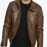 Lamb Skin Hooded Brown Genuine Leather Jackets