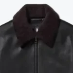 Loewe Appliqued Shearling Trimmed Black Leather Jacket Collar Rare Jacket