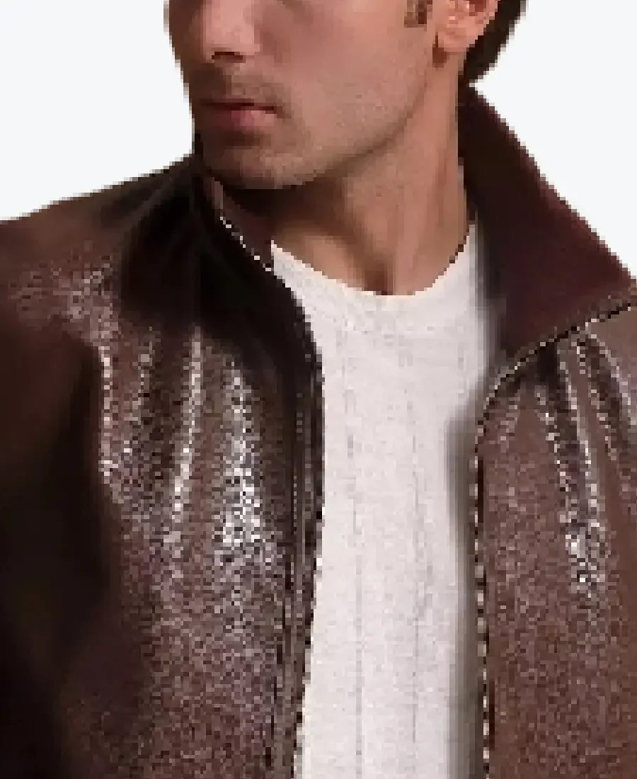 Men’s Arthur Brown Leather Jacket Collar Rare Jacket