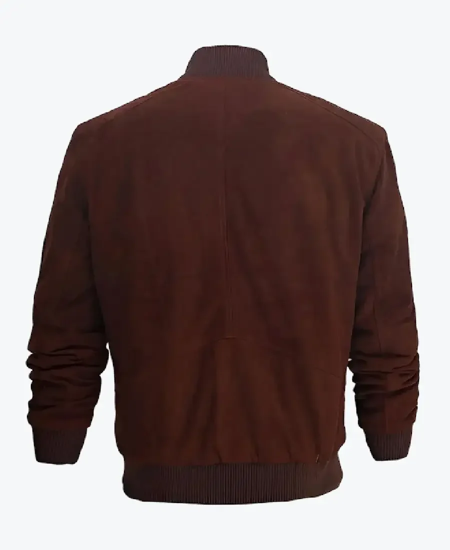 Shop The Adam Men’s Dark Brown Bomber Suede Jacket - Rare Jackets
