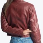 Shop The Amber Womens Maroon Leather Jacket - Rare Jackets