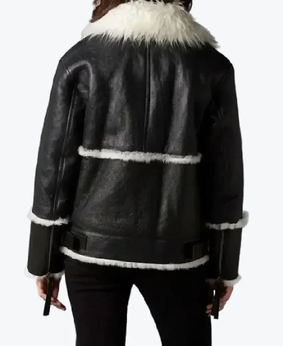 Shop The Aviator Black And White Shearling Jacket Rare Jacket