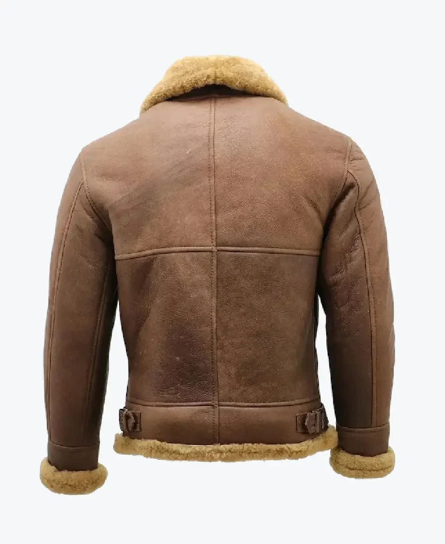 Shop The B-3 Bomber Brown Aviator Faux Fur Leather Jacket Rare Jacket