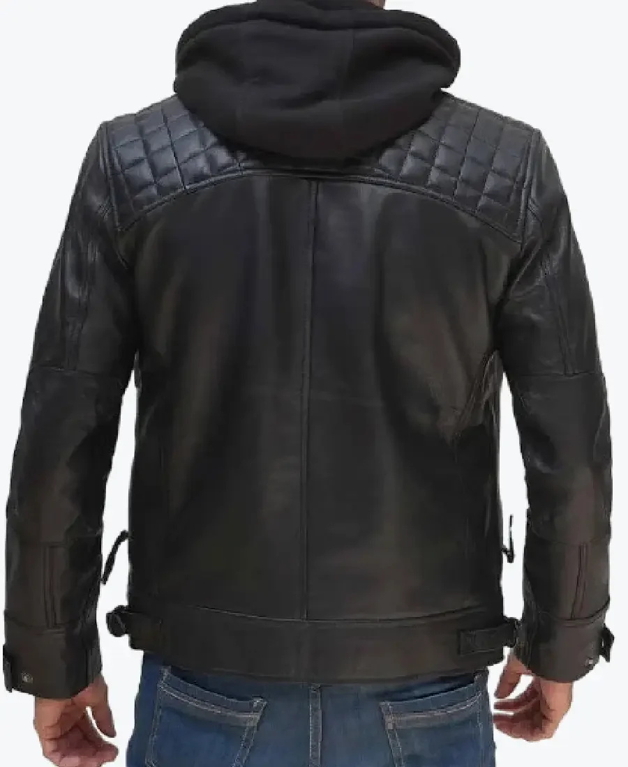 Shop The Johnson Mens Hooded Black Leather Jackets