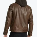 Shop The Lamb Skin Hooded Brown Genuine Leather Jacket
