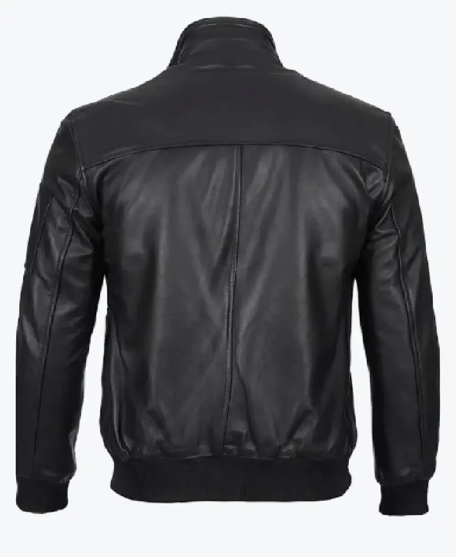 Shop The Men's Black Real Cowhide Leather Bomber Jacket