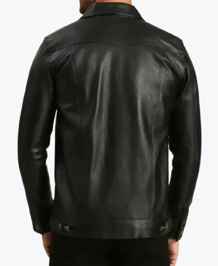 Shop The Men’s Holland Black Leather Trucker Jacket Back Rare Jacket