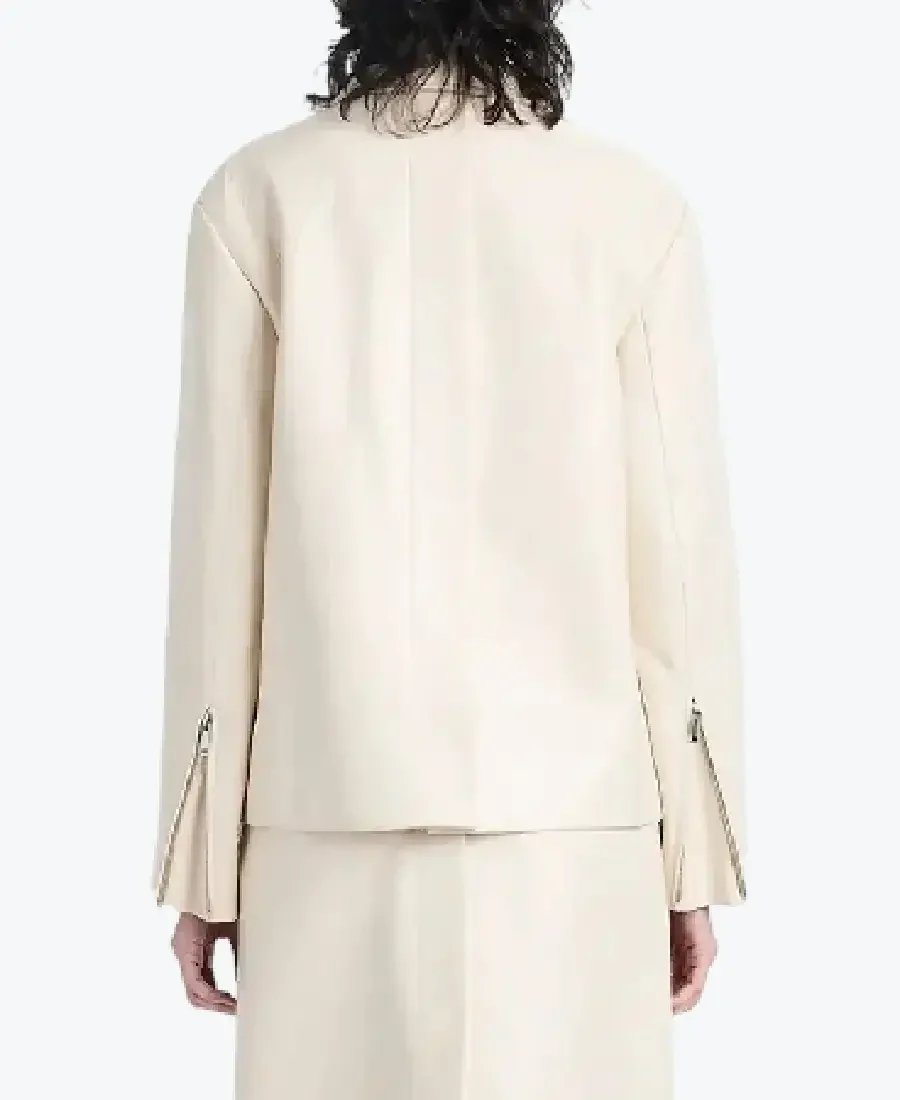 Shop The Proenza Schouler Roos Beige Leather Jackets Rare Jacket