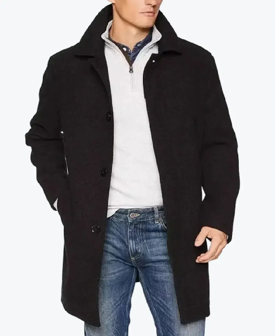 Shop the Black Single Breasted Mens Wool Coat - Rare Jackets