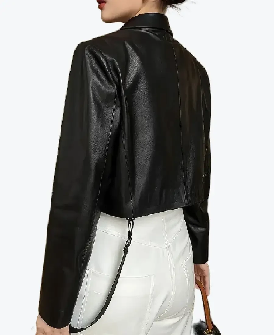 Shop the Women’s Slim Fit Cropped Black Sheepskin Leather Jackets Rare Jacket