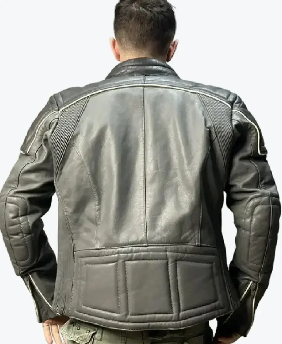 Shop The 90s Vintage Grunge Distressed Grey Biker Leather Jackets Rare Jacket