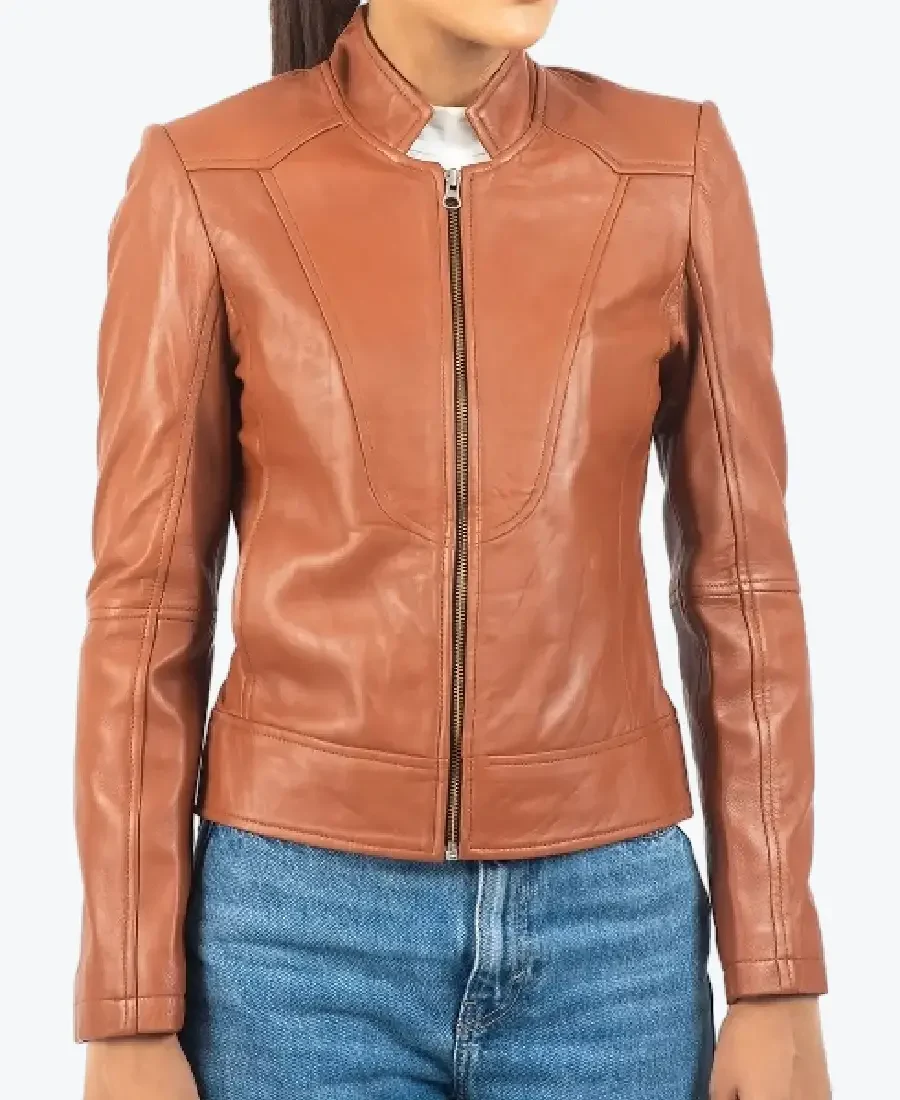 Aileen Women’s Brown Biker Leather Jacket - Rare Jackets