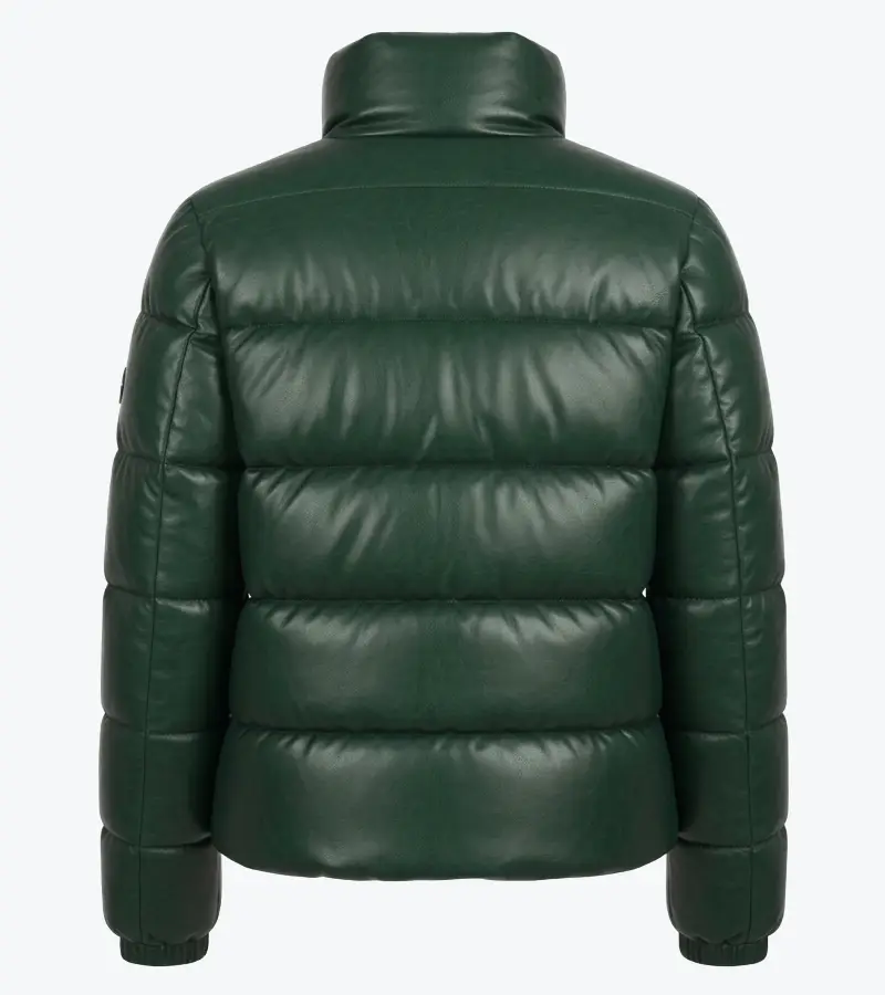 Shop The Men's Green Puffer Leather Jacket